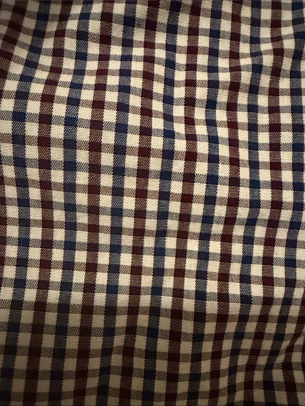 Nautica Short-Sleeve Navy, Burgundy and White Check Button-Down Shirt